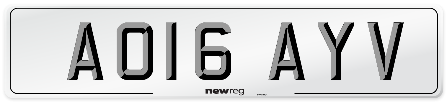 AO16 AYV Number Plate from New Reg